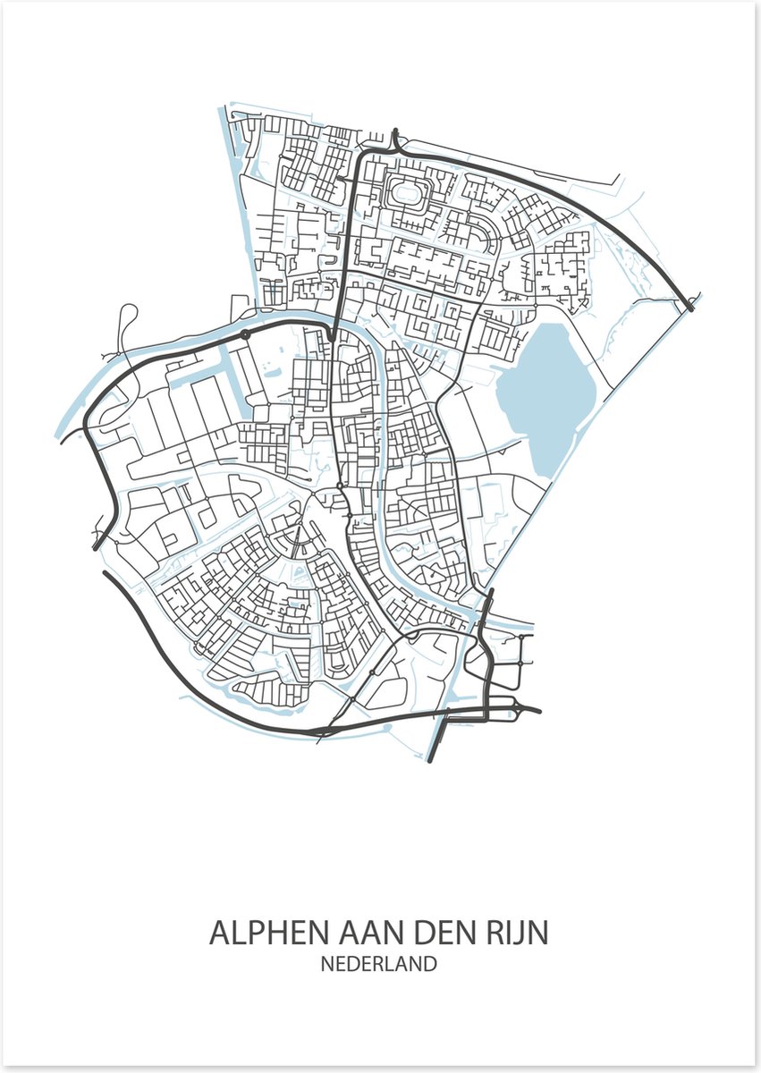Poster Alphen aan den Rijn | Plattegrond | 29,7 x 42,0 cm (A3)