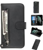Luxe Telefoonhoesje voor Apple iPhone 11 Pro | Hoogwaardig Leren Bookcase | Lederen Wallet Case | Pasjeshouder | Portemonnee | Rits | Zwart