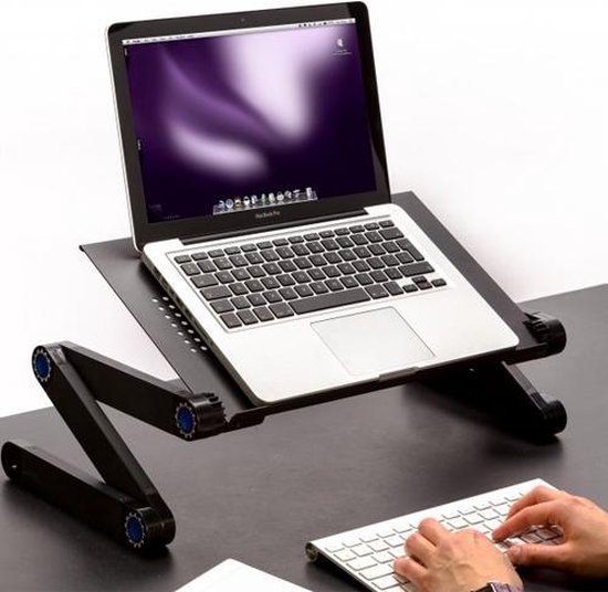 Technosmart - Laptop Tafel | Verstelbaar | laptopstandaard zwart | Wendbaar