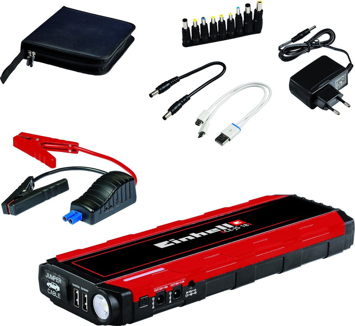 Einhell Elektrische Energiestation / Powerbank / Starthulp CE-JS 18/1 - 18000 mah - 300A / 600A - USB 5V/2A - Incl. draagtas