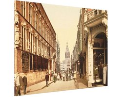 Oud Stadsgezicht Nijmegen - Stadhuis en Grote Markt - Oude Foto Print op Canvas Doek - 40x30 cm