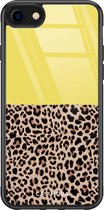 iPhone SE 2020 hoesje glass - Luipaard geel | Apple iPhone SE (2020) case | Hardcase backcover zwart