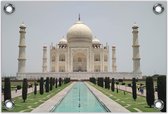 Tuinposter–Taj Mahal in India– 90x60 Foto op Tuinposter (Wanddecoratie voor buiten en binnen)