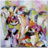 Schilderij - Bonte koeienbende