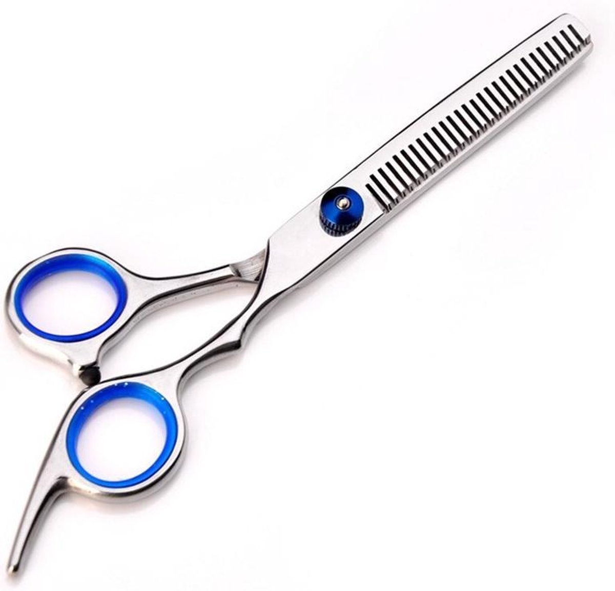 WiseGoods Uitdunschaar Haar Kapper - Effileerschaar - Coupeschaar - Kappersschaar - Schaar - 17 cm - RVS met Blauwe Rand