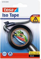 3x Tesa isolatietape rol zwart 10 mtr x 1,5 cm - Klusbenodigdheden - Isolatie tape - Universele tape - Elektriciteitskabels/draden bundelen