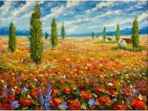 Canvas Schilderij Bloemen Landschap