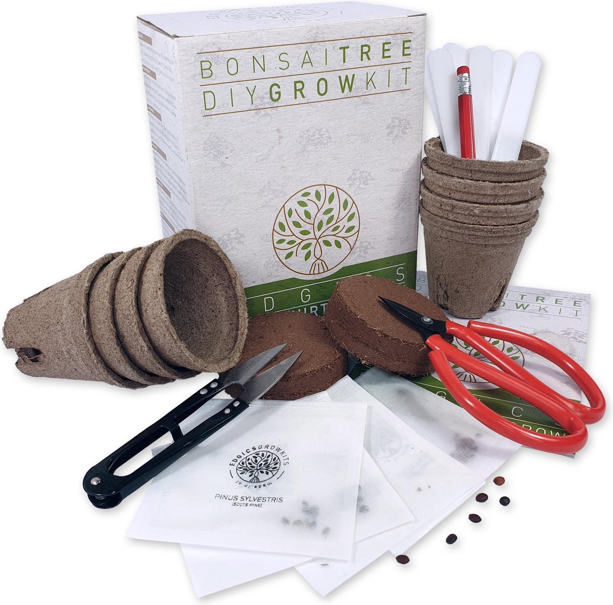 Bonsai Boom Starters Kit - Kweek je eigen Bonsai Boompjes - incl. E-book - 4 soorten Boomzaden - Cad