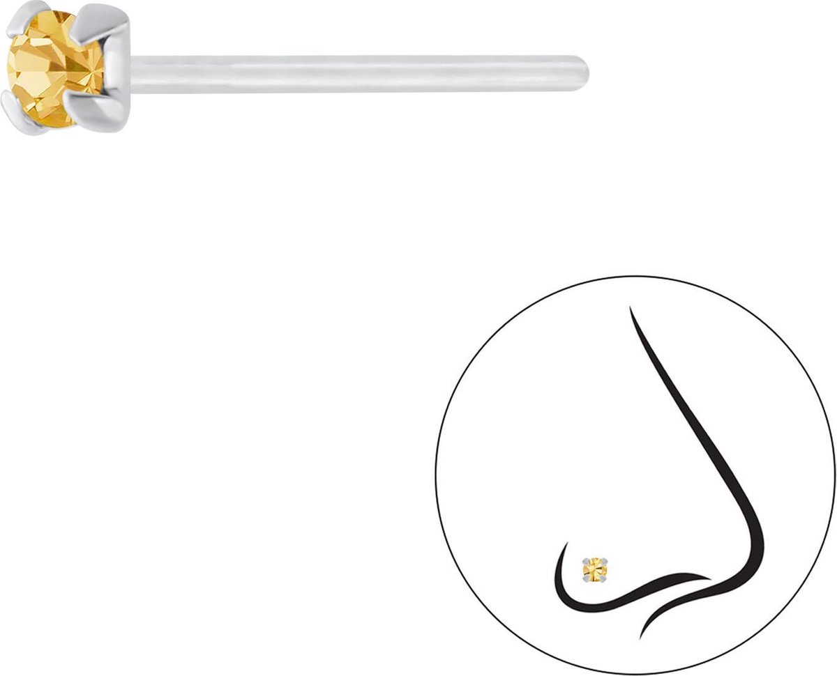 Joy|S - Zilveren petit neuspiercing kristal rond 2.5 mm peach 2 stuks