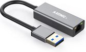 A-Konic USB 3.0 Naar Ethernet Adapter - USB-A naar Internet Poort - 10/100/1000 Mbps Gigabit - Spacegrey