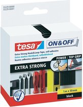 2x Tesa klittenbandsluiting extra sterk zwart 1 mtr x 5 cm - Klusbenodigdheden - Huishouden - Tesa - Klittenband/velcro - Haak/lus deel - Extra sterke ophang klittenbanden