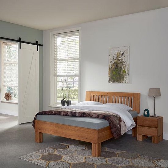 ijsje Precies reinigen Bed Box Wonen - Massief beuken houten bed Vidin Premium - 140x200 - Natuur  gelakt | bol.com