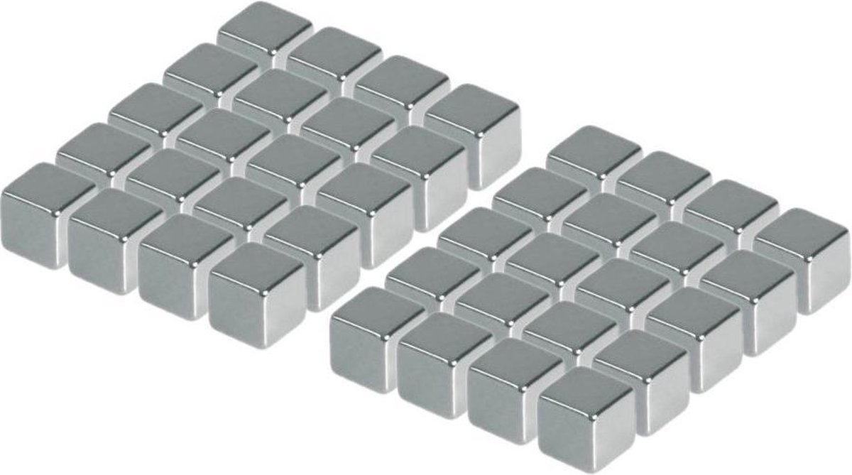 Set van 40 sterke magneetjes (zilver, kubus: 5x5x5 mm) - Wood, Tools & Deco