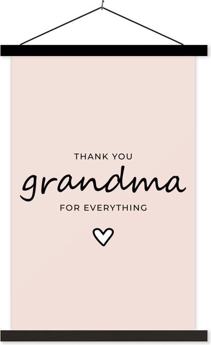 Presentje voor grootmoeder op Moederdag thank you grandma for everything lichtroze textielposter schoolplaat 40x60 cm - Foto print op textielposter (wanddecoratie woonkamer/slaapkamer)