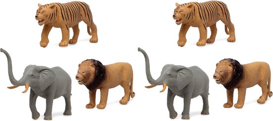 6x Plastic safari dieren speelgoed figuren 21 cm voor kinderen -  Speelgoeddieren -... | bol.com