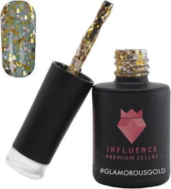 #Glamorousgold – Influence Gellac – UV/LED Gellak – Gel nagellak – Gel lak – Nailart – Goud / Glitter – 10 ml