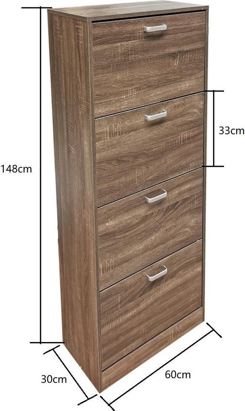 Schoenenkast - schoenenrek - 3 vakken met klepdeuren - zwart - Meubel Plein Schoenenkast - schoenenrek - 3 vakken met klepdeuren - zwart - Meubel Plein