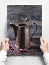 Wandbord: Retro koffiepot uit gietijzer - 30 x 42 cm
