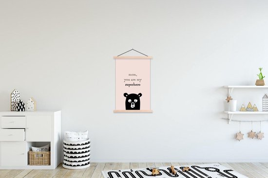 Cadeau pour la Fête des Mères - Citation maman tu es mon super-héros - affiche scolaire super héros rose clair en textielposter 60x90 cm - Tirage photo sur affiche textielposter (décoration murale salon / chambre)