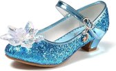 Elsa prinsessen schoenen blauw glitter sneeuwvlok maat 26 - binnenmaat 17 cm - bij jurk verkleedkleding meisje