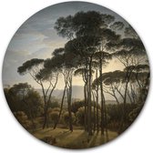 Ronde muursticker Italiaans landschap met parasoldennen - WallCatcher | Hendrik Voogd | 80 cm behangsticker