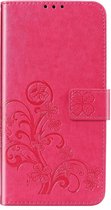 Klavertje Bloemen Booktype OnePlus 8 hoesje - Fuchsia