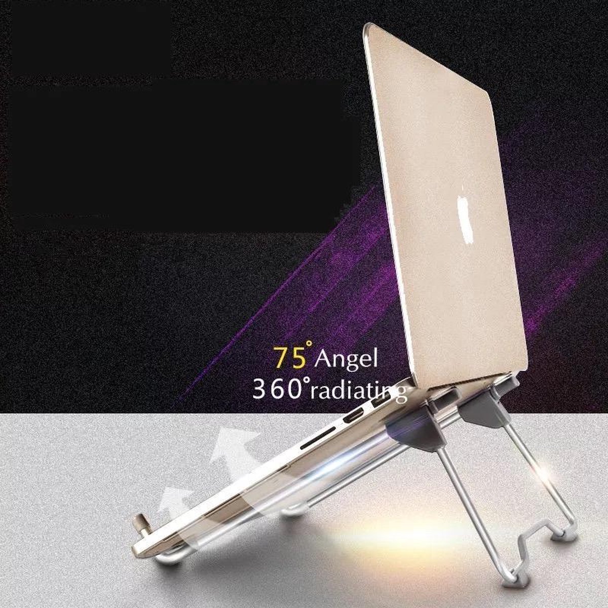 Universele Verstelbare & Opvouwbare Laptop Standaard Aluminium Stand - Zilver