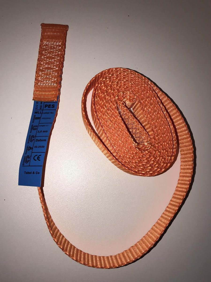 Takel en Co Hijsbanden oranje set 200 kg gecertificeerd