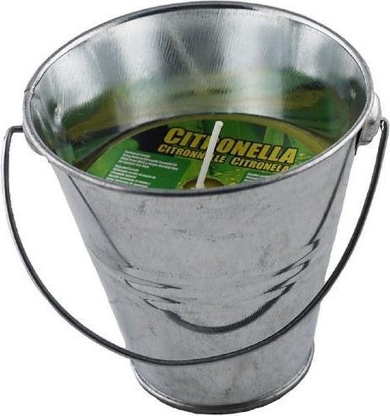 Citronella kaars in metalen emmertje - H9 cm - 30 branduren - citrusgeur