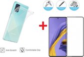 2-In-1 Screenprotector Bescherming Protector Set Geschikt Voor Samsung Galaxy A51 - Full Cover 3D Edge Tempered Glass Screen Protector Met Siliconen Back Cover Case - Transparant