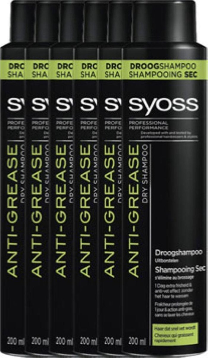 Syoss Anti Grease Droogshampoo - Voordeelverpakking - 6 x 200 ml