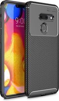 Beetle Series Carbon Fiber Texture Shockproof TPU Case voor LG G8 ThinQ (Zwart)