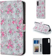 Rose Pattern Horizontal Flip Leather Case voor Galaxy A7 (2018), met houder & kaartsleuven & fotolijst en portemonnee