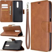 Voor xiaomi redmi k30 retro lamsvacht textuur pure kleur horizontale flip pu lederen case met houder & kaartsleuven & portemonnee & lanyard (bruin)