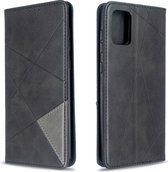 Voor Galaxy A71 Rhombus Texture Horizontaal Flip magnetisch lederen hoesje met houder en kaartsleuven (zwart)