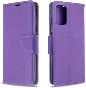 Voor Galaxy S20 + Litchi Texture Pure Color Horizontale Flip PU lederen tas met houder & kaartsleuven & portemonnee & Lanyard (paars)
