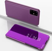 Voor Galaxy S20 + vergulde spiegel horizontale flip lederen tas met houder (paars)