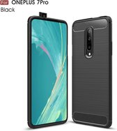 Brushed Texture Carbon Fiber TPU Case voor OnePlus 7 Pro (Zwart)