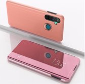 Voor oppo realme 5 vergulde spiegel horizontaal flip leer met standaard mobiele telefoon holster (rose goud)