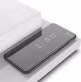 Voor Galaxy A11 vergulde spiegel horizontale flip lederen tas met houder (zwart)