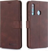 Voor Huawei Honor 20 Lite Diaobaolee Pure Fresh Grain Horizontale Flip Leather Case met houder en kaartsleuven (bruin)