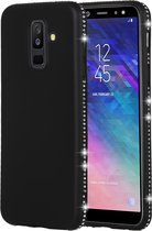 Crystal Decor Sides Smooth Surface Soft TPU beschermende achterkant van de behuizing voor Galaxy A6 + (2018) (zwart)