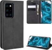 Voor Huawei P40 Pro Retro-skin Business Magnetische Suction Leather Case met houder & kaartsleuven & portemonnee (zwart)