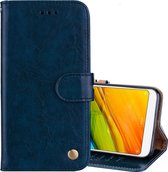 Voor Geschikt voor Xiaomi redmi 5 olie wax textuur horizontale flip lederen case met houder & kaartsleuven & portemonnee (blauw)