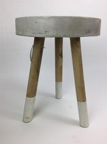 Kruk beton met houten poten Wit D 35 cm H 45 cm