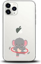 Apple Iphone 11 Pro Max transparant siliconen hoesje olifantje hoelahoep