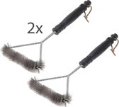 Set van 2 stuks - bbq / barbecue borstel - driehoeksborstel - lengte 31 cm