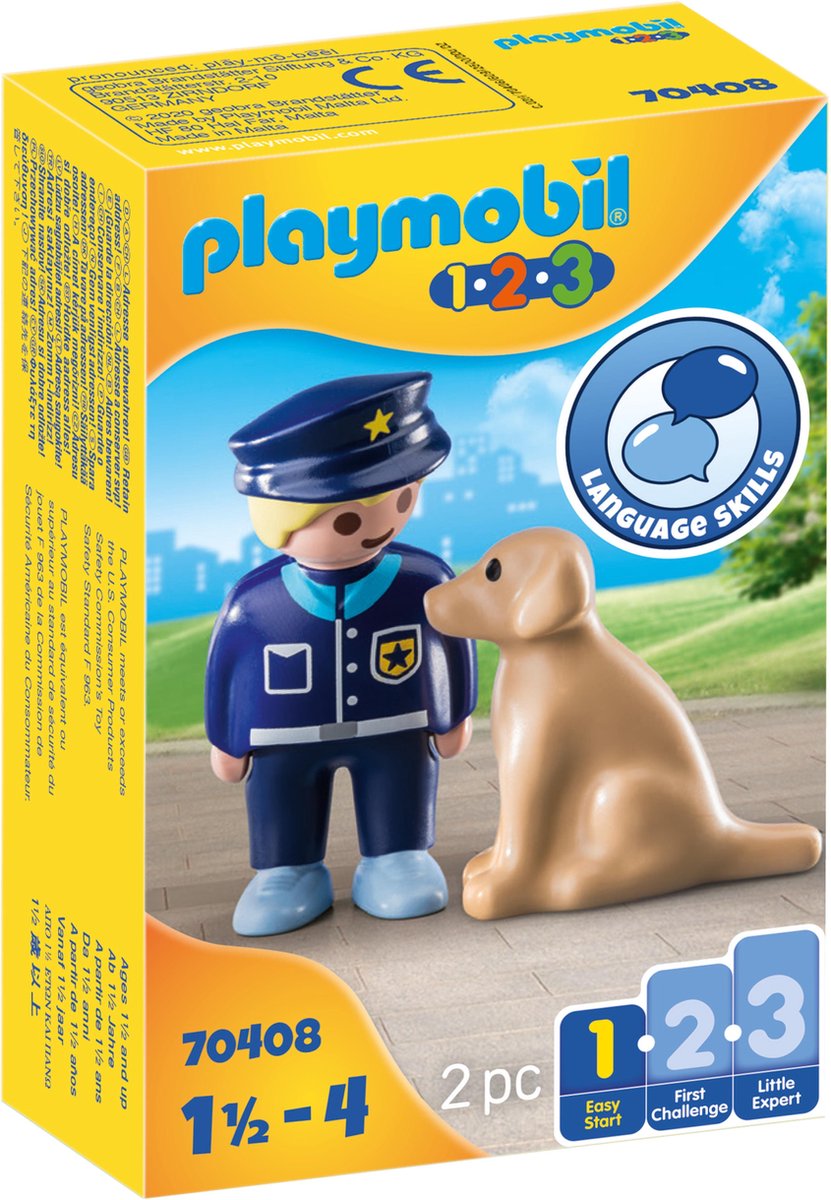 PLAYMOBIL 1.2.3 Politieman met hond - 70408