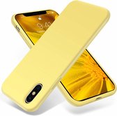 Silicone case geschikt voor Apple iPhone X / Xs - geel met Privacy Glas