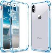 Shock case geschikt voor Apple iPhone X / Xs - blauw met Privacy Glas